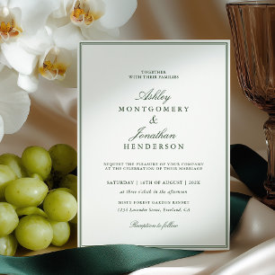 Old Money Dark Green Wedding Invitation