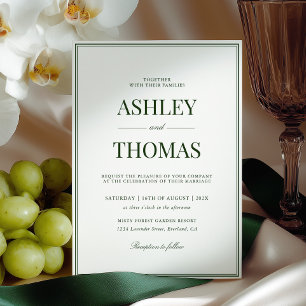 Old Money Dark Green Wedding Invitation