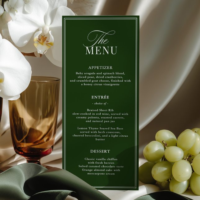 Old Money Dark Green Wedding Menu (Creator Uploaded)