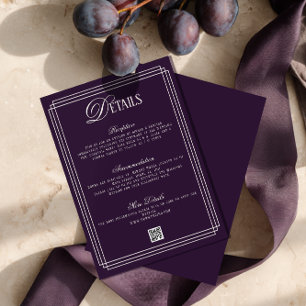 Old Money Dark Purple Wedding Details Enclosure Card