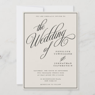 Old Money Elegant Script Ivory Wedding Invitation