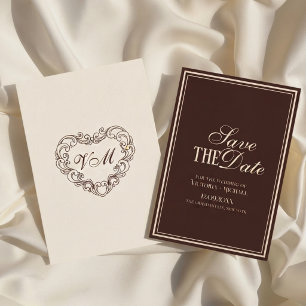 Old Money Espresso Brown Cream Fancy Wedding Save The Date