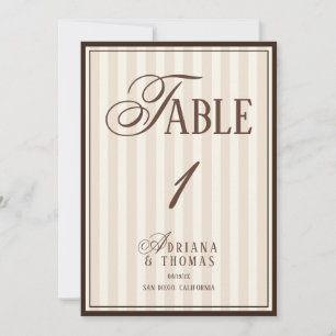 Old Money Espresso Wedding Table Number