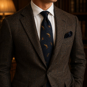 Old Money Fly Fishing Trout Herringbone Navy Tie