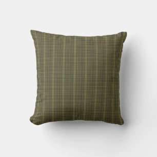 Old Money Forest Green Rust Orange Tartan Plaid Cushion