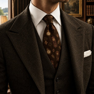 Old Money Grandfather Clock Hourglass Espresso Tie