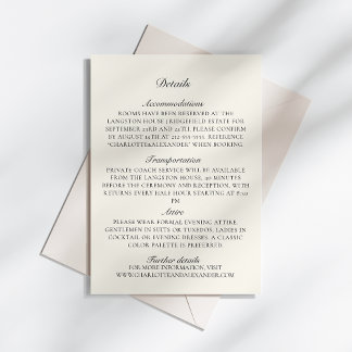 Old Money, Ivory Wedding Details Enclosure Card