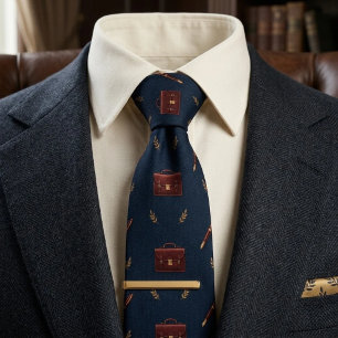 Old Money Leather Briefcase Fountain Pen Navy Tie