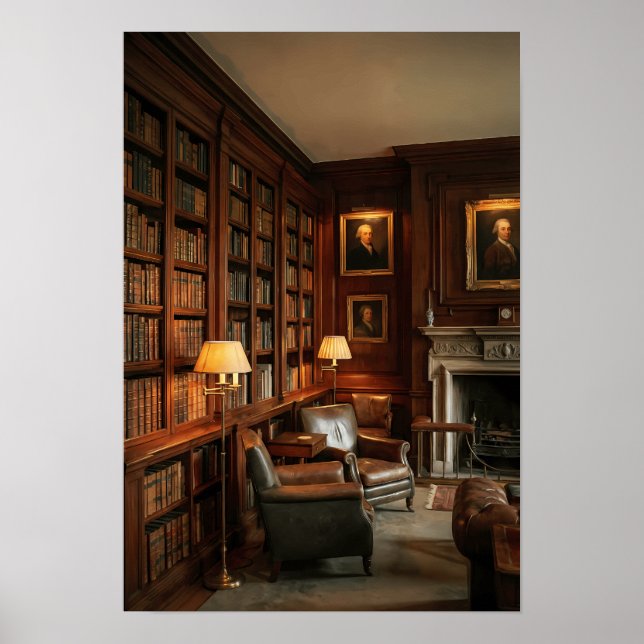 Old Money Library Dark Academia Study Room Decor (Front)