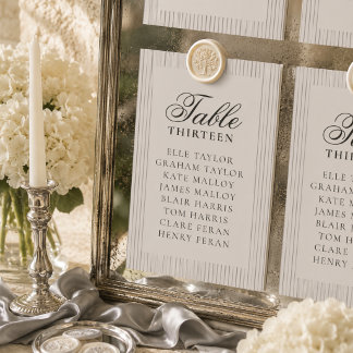 Old Money Mauve Stripe Wedding Seating Chart Table Number