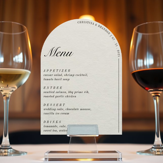 Old Money Minimalist Ecru White Arch Wedding Menu Invitation (Old Money Minimalist Ecru White Arch Wedding Menu Invitation
)