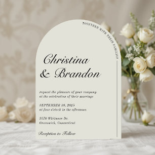 Old Money Minimalist Ecru White Wedding Invitation