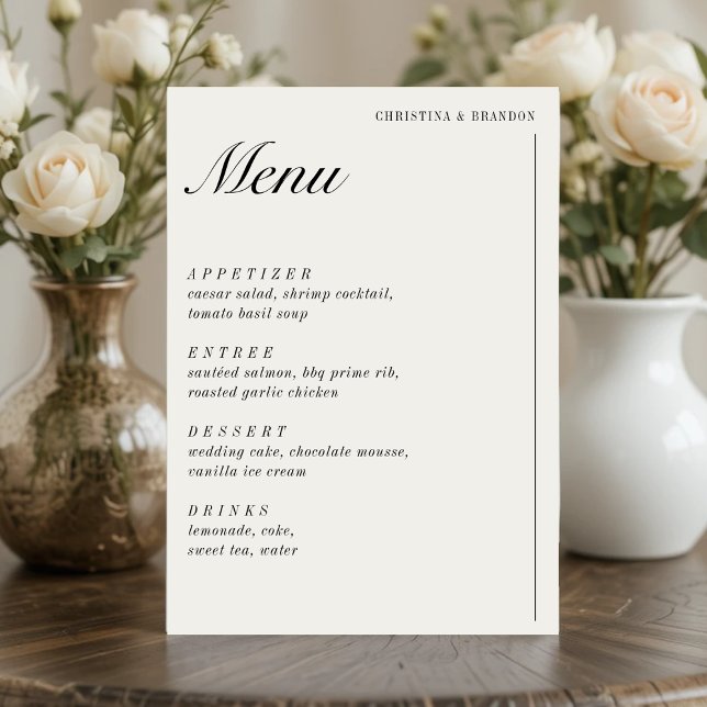 Old Money Minimalist Ecru White Wedding Menu (Old Money Minimalist Ecru White Wedding Menu
)