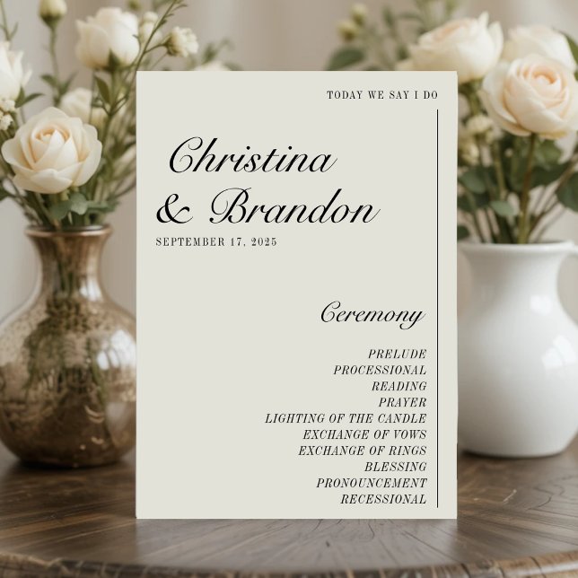 Old Money Minimalist Ecru White Wedding Program Programme (Old Money Minimalist Ecru White Wedding Program
)