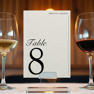 Old Money Minimalist Ecru White Wedding Table Number