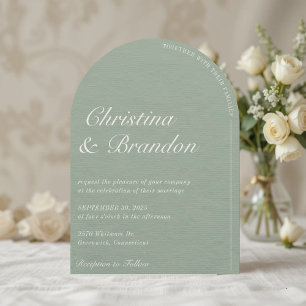 Old Money Minimalist Sage Green Wedding Invitation