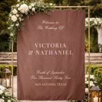 Old Money Mocha Brown Fabric Wedding Welcome Sign