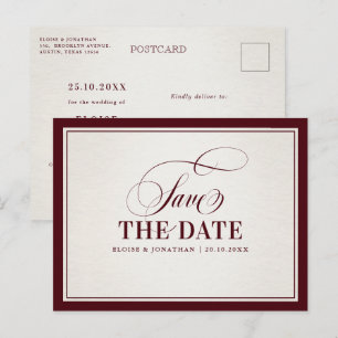Old Money Modern Burgundy Luxury Save the date     Postcard