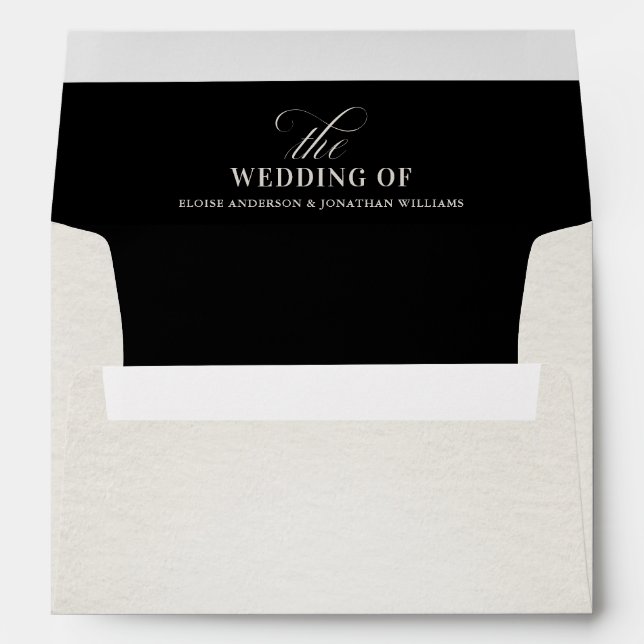 Old Money Modern Formal Black Luxury Chic Wedding Envelope (Back (Bottom))