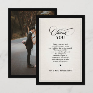Old Money Modern Formal Black Luxury Chic Wedding Thank You Card