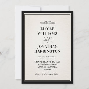 Old Money Modern Formal Black Photo Wedding Invitation