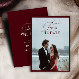 Old Money Modern Formal Burgundy Luxury Wedding Sa Save The Date