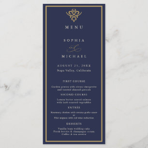 Old Money Navy Blue Wedding Flat Menu