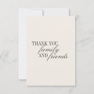 Old Money Olive Green Elegant Wedding Thank You Card