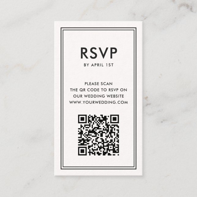 Old Money | quiet luxury QR CODE wedding RSVP   Enclosure Card (Front)