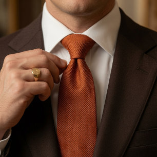 Old Money Rust Orange Birdseye Tweed Fabric Tie