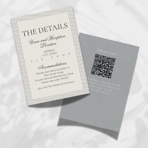 Old Money Script Neutral Stripe Wedding Details Enclosure Card