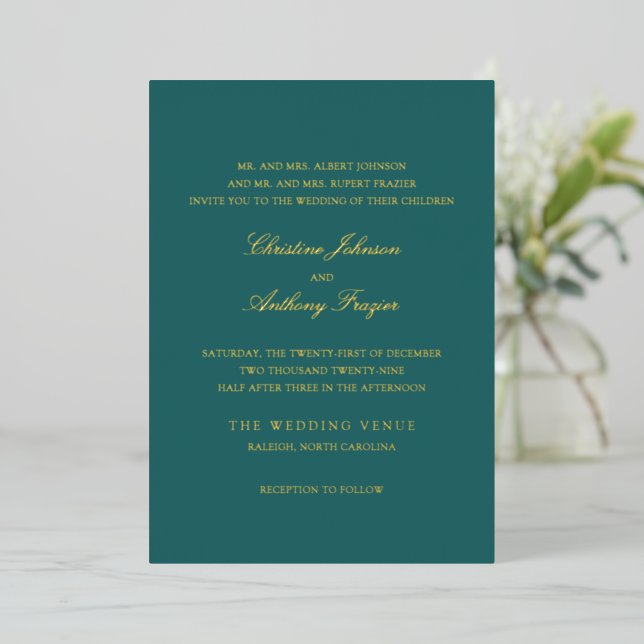 Old Money Teal Classic Wedding (Standing Front)