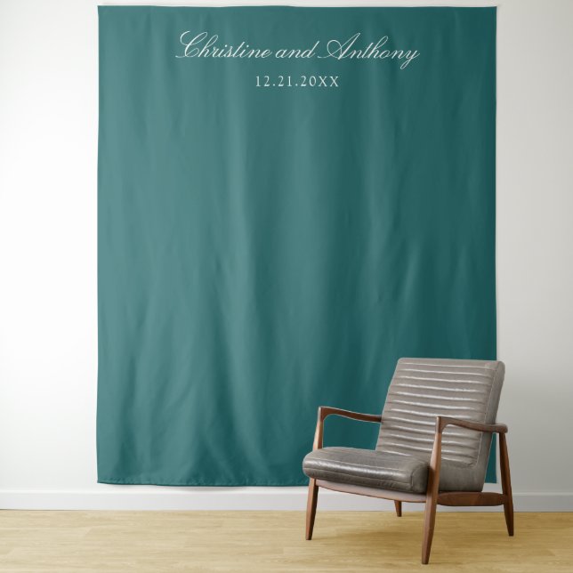 Old Money Teal Classic Wedding Backdrop Tapestry (In Situ)