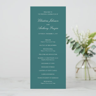 Old Money Teal Classic Wedding Programme
