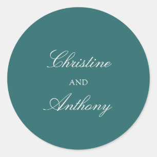 Old Money Teal Classic Wedding Round Sticker