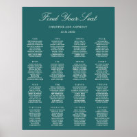 Old Money Teal Classic Wedding Seating Chart