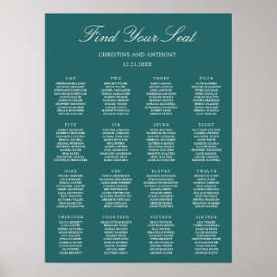 Old Money Teal Classic Wedding Seating Chart