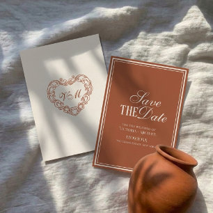 Old Money Terracota Ivory Fancy Luxury Wedding Save The Date
