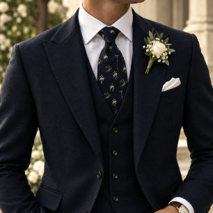 Old Money Top Hat Walking Cane Wedding Navy Tie
