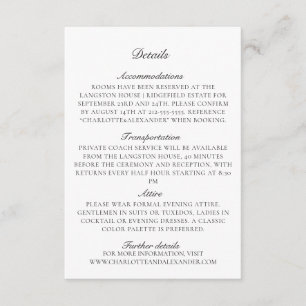 Old Money, transparent/neutral bg, Wedding Details Enclosure Card