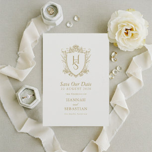 Old Money Vintage Crest Wedding Save The Date