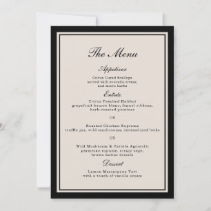 Old Money Wedding Classic Menu Card