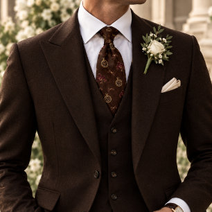 Old Money Wedding Pocket Watch Orchid Brown Tie