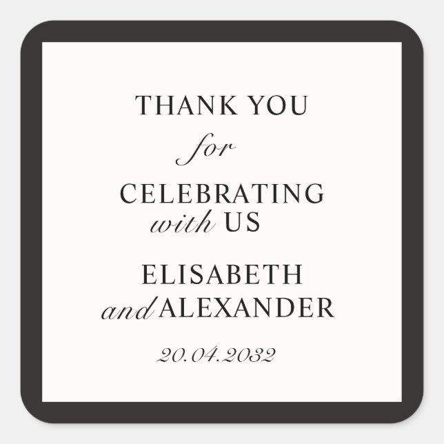 Old Money,  wedding Thank You Sticker (Front)