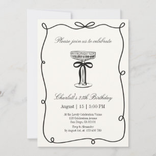 Old Money, Whimsical Hand drawn birthday Invitation