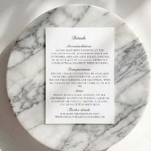 Old Money White Wedding Details Enclosure Card