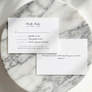 Old Money White Wedding RSVP Enclosure Card