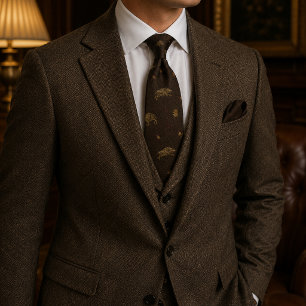 Old Money Wild Boar Hunt Oak Herringbone Tweed Tie