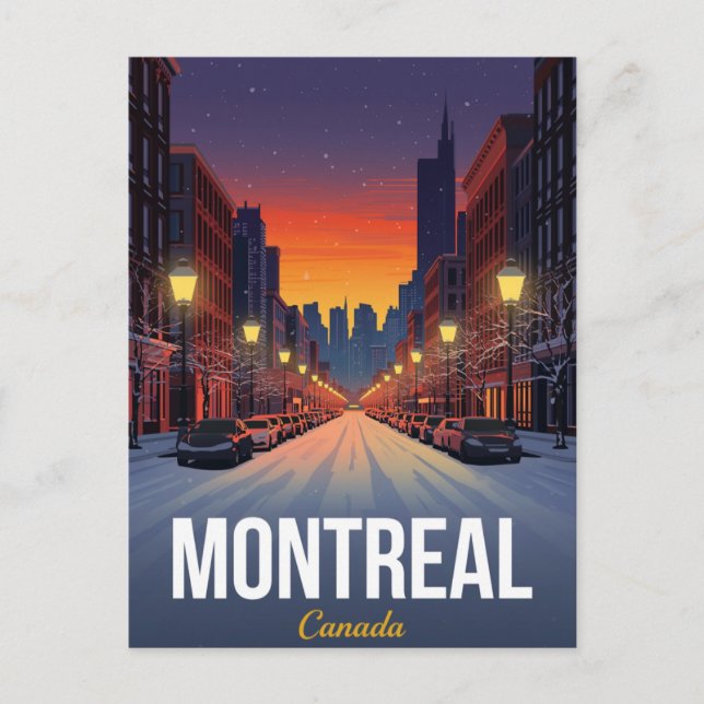 Old Montreal Winter Snowy Street Postcard (Front)