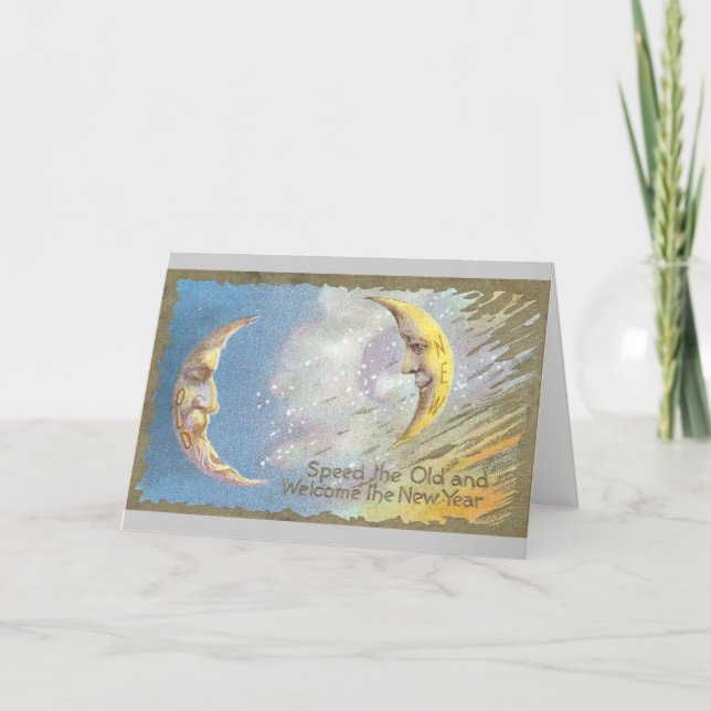 Old Moon and New Moon Holiday Card (Front)